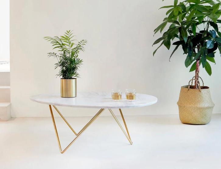 Marmeren Salontafel - Furnified, Huis en Inrichting, Tafels | Salontafels, Zo goed als nieuw, Minder dan 50 cm, 50 tot 100 cm