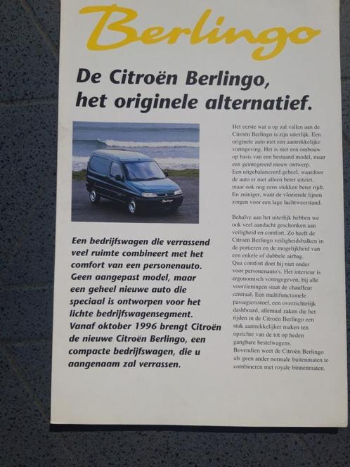 folder Citroën Berlingo modeljaar 1997, Boeken, Auto's | Folders en Tijdschriften, Zo goed als nieuw, Citroën, Ophalen of Verzenden