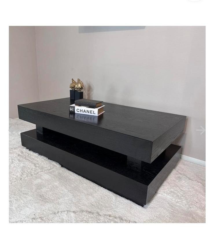 Luxe Eiken Fineer Salontafel 130 bij 70 cm, Huis en Inrichting, Tafels | Salontafels, Gebruikt, Minder dan 50 cm, 50 tot 100 cm
