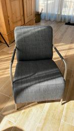 Moderne fauteuil stoel antraciet met rvs poten, Ophalen, Zo goed als nieuw