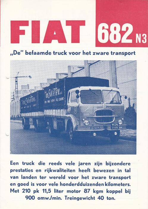 Fiat 682 N3/T3 truckfolder uit 1966, Boeken, Auto's | Folders en Tijdschriften, Gelezen, Overige merken, Verzenden