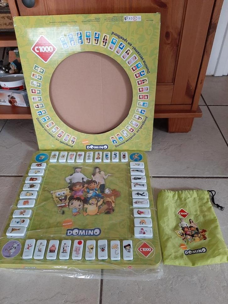Nickelodeon domino steentjes met bord en zakje, Verzamelen, Supermarktacties, C1000, Ophalen of Verzenden