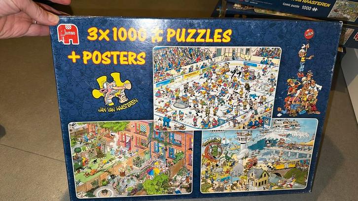 3x Jan van haasteren 1000 stukjes, Hobby en Vrije tijd, Denksport en Puzzels, Gebruikt, Legpuzzel, 500 t/m 1500 stukjes, Ophalen of Verzenden