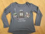 Grijs shirt met leuke prints - maat M, Ophalen of Verzenden, Zo goed als nieuw, Maat 38/40 (M), Grijs