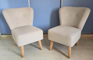 Één Stel van Twee Heerlijk Zittende Tijdloze Beige Fauteuils beschikbaar voor biedingen