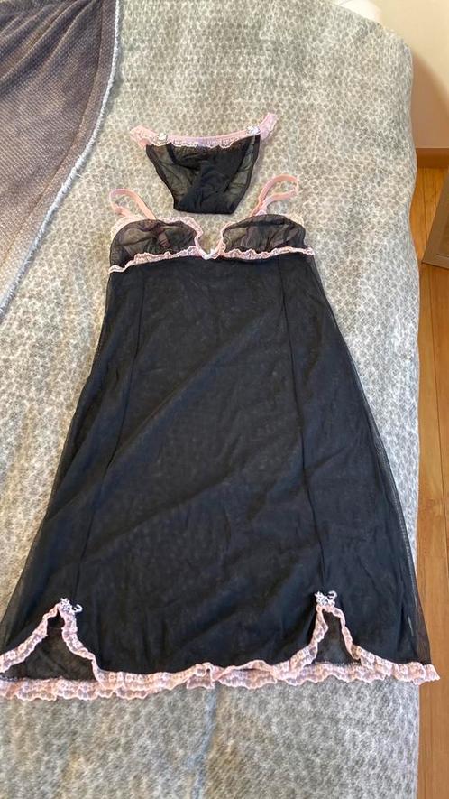 DOLCE & GABBANA LINGERIE SETJE ZWART MET ROZE MAAT XS, Kleding | Dames, Ondergoed en Lingerie, Setje, Zwart, Ophalen of Verzenden