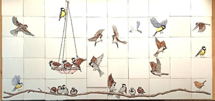Vogels op tegels, Friese witjes, handgemaakt voor jou, nieuw, Doe-het-zelf en Verbouw, Tegels, Nieuw, Wandtegels, Keramiek, Minder dan 20 cm