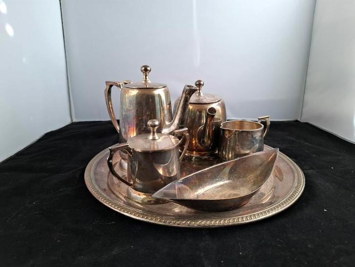 Verzilverde Koffie- en Theeset, Antiek en Kunst, Antiek | Goud en Zilver, Ophalen of Verzenden