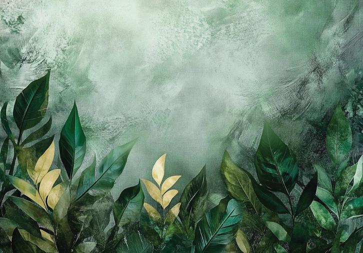 Groene Bladeren fotobehang V57, botanisch behang, Op maat!, Huis en Inrichting, Stoffering | Behang, minder dan 10 m², Verzenden