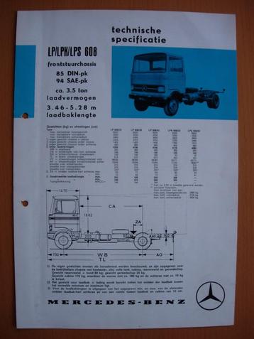 Mercedes LP/LPK/LPS 608 Technische Specificatie folder 1971 beschikbaar voor biedingen