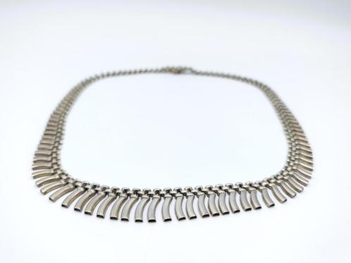 Zilveren staafjes design collier, 43 cm, Sieraden, Tassen en Uiterlijk, Kettingen, Zo goed als nieuw, Zilver, Zilver, Verzenden