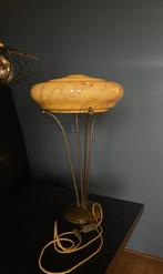 Vintage art deco tafellamp Joze ten Have glas gemarmerde kap, Ophalen, 50 tot 75 cm, Art deco, Zo goed als nieuw