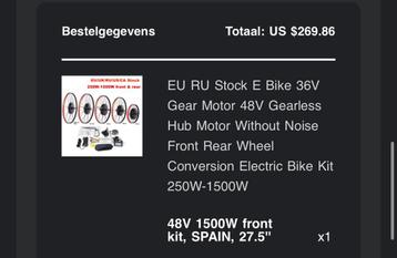 Hub Motor 1500w voorviel 27,5 e-bike beschikbaar voor biedingen