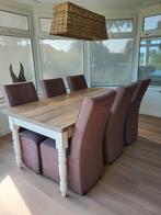 Eettafel met 6 stoelen eethoek, Ophalen, Gebruikt, Landelijk, 4 tot 6 stoelen