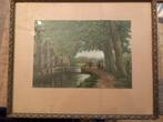 Schilderij A.C. Sleeswijk - Landschap, Ingelijst, Ophalen of Verzenden