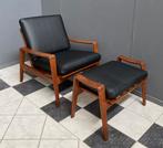 50 jaren Teak fauteuil + voetenbank Arne Wahl Iversen DEENS, Ophalen, Gebruikt, Vintage, 50 tot 75 cm