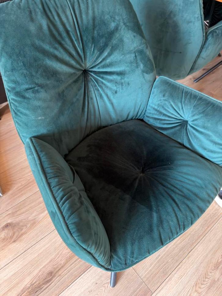 4 Hotel Chique groene Eetkamerstoelen- kinder/dier/rookkvrij, Huis en Inrichting, Stoelen, Zo goed als nieuw, Vier, Metaal, Overige kleuren