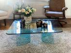 glazen tafel, Huis en Inrichting, Tafels | Salontafels, Ophalen, Gebruikt, 50 tot 100 cm, Vierkant