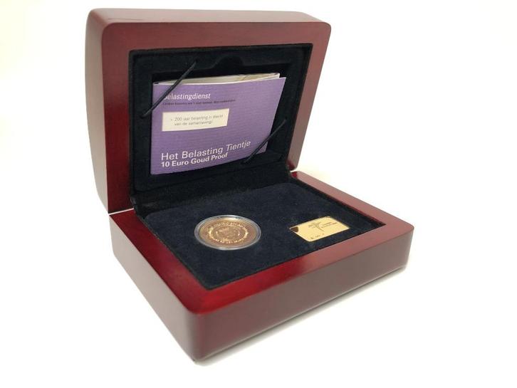 Het Belasting Tientje 10 Euro Goud Proof 200 Jaar Belasting, Postzegels en Munten, Munten | Nederland, Setje, Euro's, Koningin Beatrix