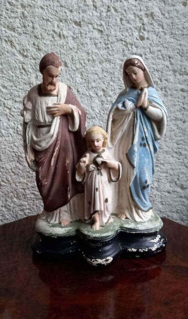 Gipsen beeld. Heilige Familie, Maria, Jozef met kindje Jezus, Antiek en Kunst, Antiek | Religie, Ophalen