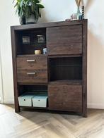 Houten kast met lades en deuren, Ophalen, Gebruikt, Glas, Minder dan 150 cm