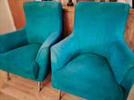 Twee mooie Petrol blauwe stoelen, Huis en Inrichting, Fauteuils, Ophalen, Gebruikt, Roskilde, 75 tot 100 cm