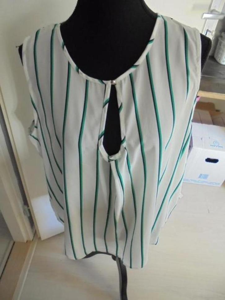 Witte top groene streep Primark mt 48 NIEUW, Kleding | Dames, Tops, Nieuw, Maat 46/48 (XL) of groter, Wit, Zonder mouw, Ophalen of Verzenden