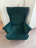 fauteuil velvet groen, Huis en Inrichting, Fauteuils, Ophalen, Zo goed als nieuw, 75 tot 100 cm, 50 tot 75 cm