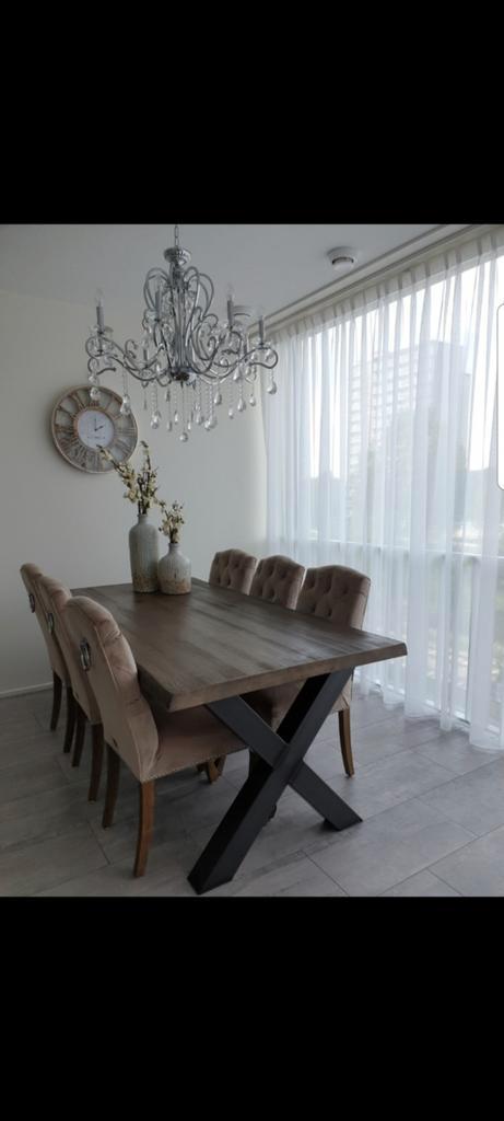 Eettafel met 6 stoelen en salontafel, Huis en Inrichting, Tafels | Eettafels, 50 tot 100 cm, Rechthoekig, Ophalen of Verzenden