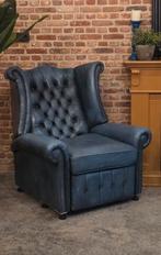 mooi blauwe Chesterfield fauteuil relaxfauteuil stoel denim, Huis en Inrichting, Fauteuils, Ophalen, Gebruikt, 75 tot 100 cm, 50 tot 75 cm