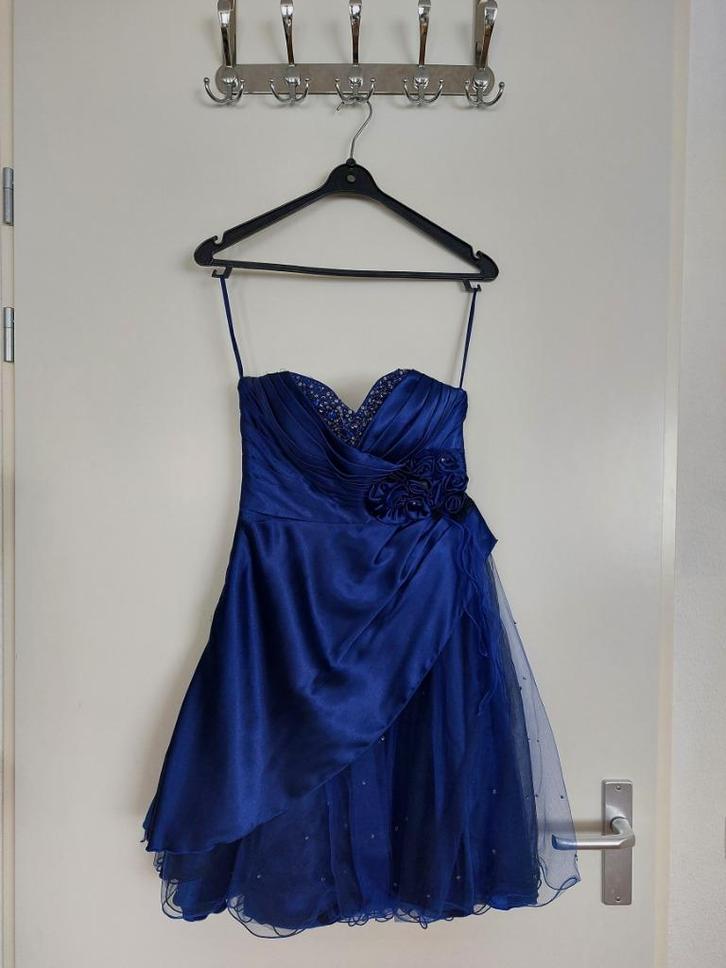 Galajurk / Cocktail jurk midi maat 38 donkerblauw met stola, Kleding | Dames, Jurken, Zo goed als nieuw, Maat 38/40 (M), Blauw