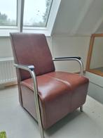 Bruine leren fauteuil, Ophalen, Zo goed als nieuw, 75 tot 100 cm, Leer