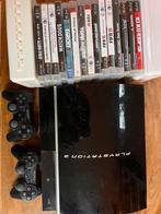 PlayStation 3 + 15 spellen + 2 controllers, Met 2 controllers, Zo goed als nieuw, Ophalen, 500 GB