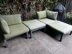 Le Sud Loungeset met groene kussens - meer combi’s mogelijk, Ophalen, 4 zitplaatsen, Gebruikt, Bank