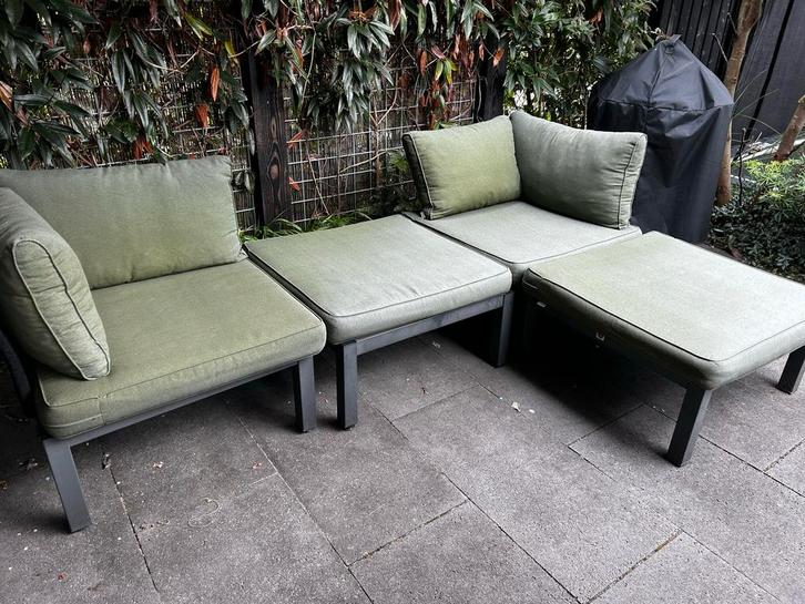Le Sud Loungeset met groene kussens - meer combi’s mogelijk, Tuin en Terras, Tuinsets en Loungesets, Gebruikt, Loungeset, Aluminium