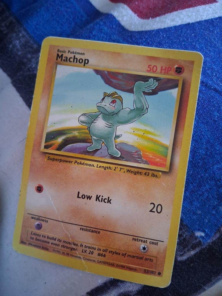 Machop Pokémonkaart - Base Set - Gebruikt, Ophalen of Verzenden, Gebruikt, Losse kaart