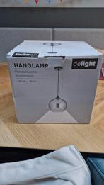 Moderne hanglamp zwart metaal met glazen bol, Huis en Inrichting, Lampen | Hanglampen, Nieuw, Ophalen of Verzenden, Glas, 75 cm of meer