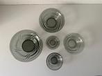 Set Schalen Groen met art deco motief, Gebruikt, Ophalen of Verzenden, Overige stijlen, Glas