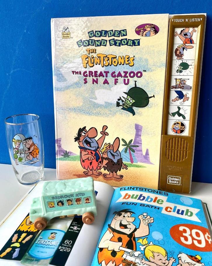 The Flintstones Sound Story, Autobus, en glas/Hanna Barbera, Verzamelen, Stripfiguren, Gebruikt, Gebruiksvoorwerp, Overige figuren