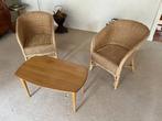 Tafeltje plus twee rieten stoelen, Ophalen, Gebruikt, Twee, Bruin