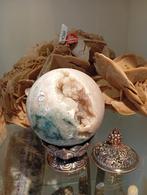 Bol kwarts geode roze amethist met celadoniet, G, Ophalen of Verzenden, Zo goed als nieuw, H