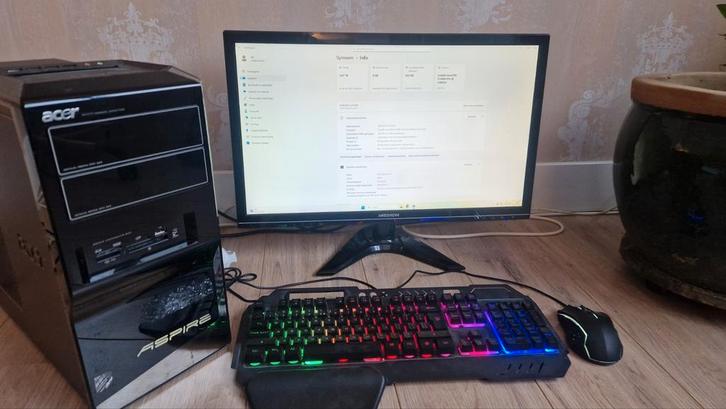 Complete gaming pc met kleuren led toetsenbord en muis, Computers en Software, Desktop Pc's, Gebruikt, 3 tot 4 Ghz, HDD, SSD, 16 GB