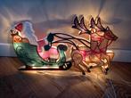 Vintage verlicht kerstdecoratie kerstman met slee, Diversen, Kerst, Ophalen of Verzenden