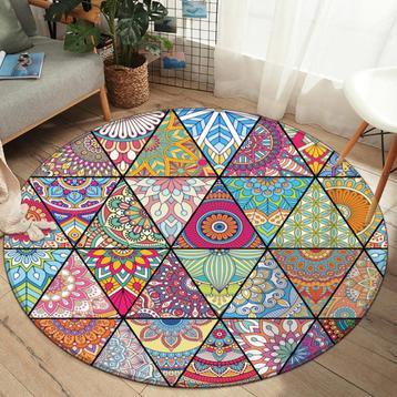 Bohemian Rond Vloerkleed 7 Tapijt Mat Boho Blauw Roze Groen beschikbaar voor biedingen