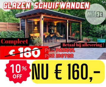 Glazen schuifwanden - Nu €160 per meter compleet WINTER SALE beschikbaar voor biedingen