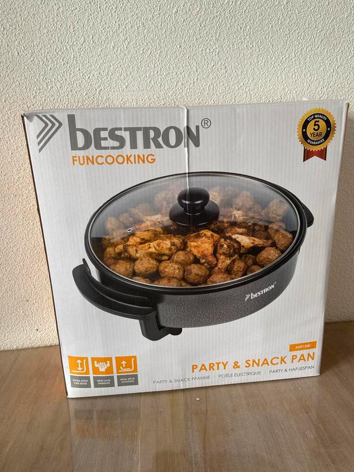 Bestron Party & Snackpan - Nieuw in Doos, Witgoed en Apparatuur, Fonduesets, Nieuw, Fondueset, Elektrisch, Ophalen of Verzenden