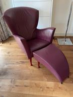 Montis Castor fauteuil met hocker, Huis en Inrichting, Fauteuils, Ophalen, Gebruikt, Leer, 75 tot 100 cm