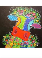 Vrolijke Koe in Aluminium Lijst - 70x70, Antiek en Kunst, Ophalen