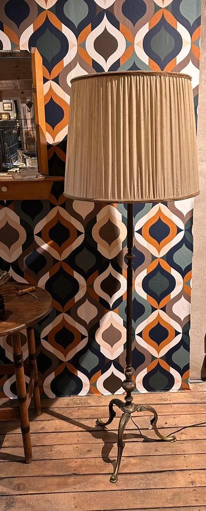Brocante schemerlamp - vloerlamp - metaal - vintage, Huis en Inrichting, Lampen | Tafellampen, Zo goed als nieuw, Metaal, Ophalen