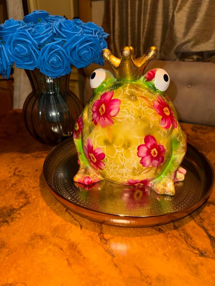 Pomme-Pidou Kikker Freddy Spaarpot - Handgemaakt, Huis en Inrichting, Woonaccessoires | Overige, Zo goed als nieuw, Ophalen of Verzenden